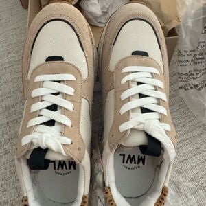 Madewell Beige and White Suede-Trim Sneakers
